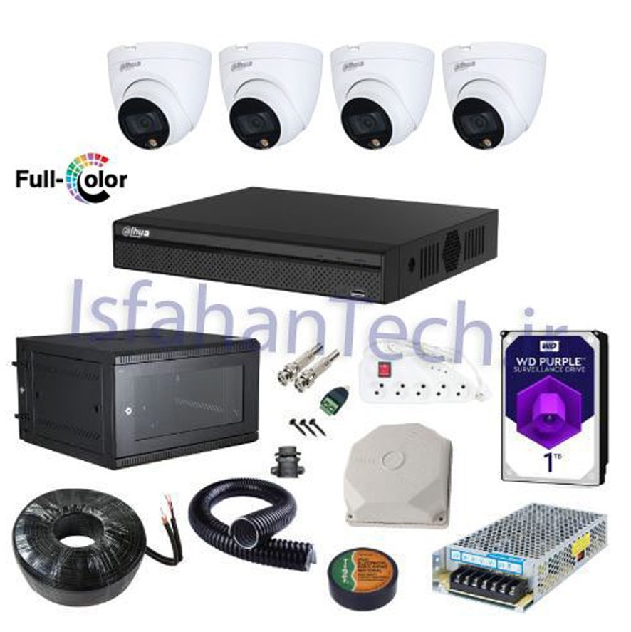 پکیج دوربین مداربسته داهوا شماره 443- 4دوربین 2مگاپیکسل تمام رنگی