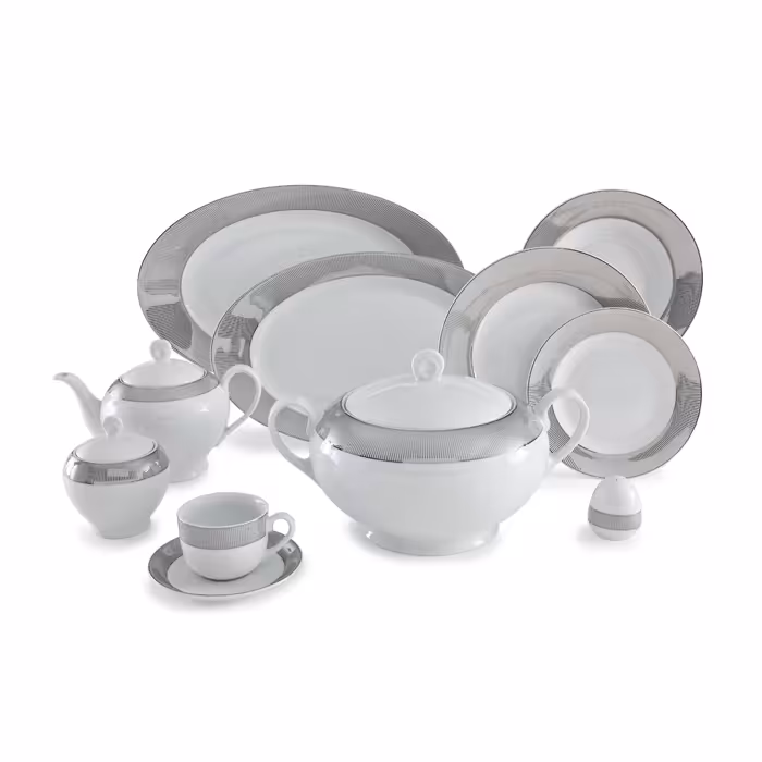 سرویس چینی زرین 12 نفره کامل پالادیوم (102 پارچه)