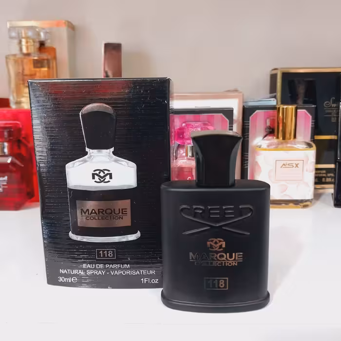 عطر ادکلن مردانه فراگرنس ورد مارکویی کالکشن کرید اونتوس کد 118 (Fragrance world Marque Creed Aventus) حجم 30 میل

