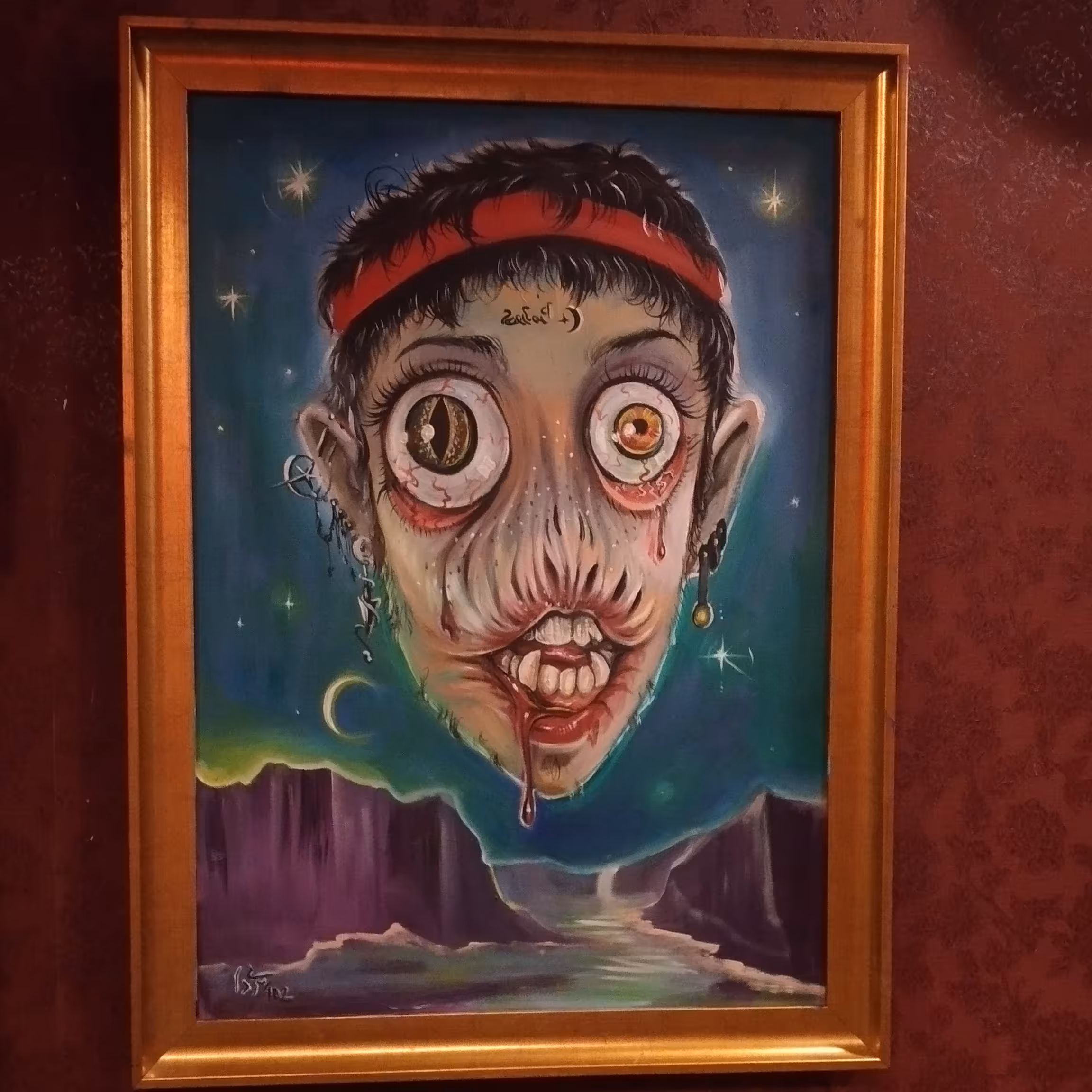 تابلو نقاشی اثر سورئال با قاب طلایی سایز 50 در 70 سانتی متر