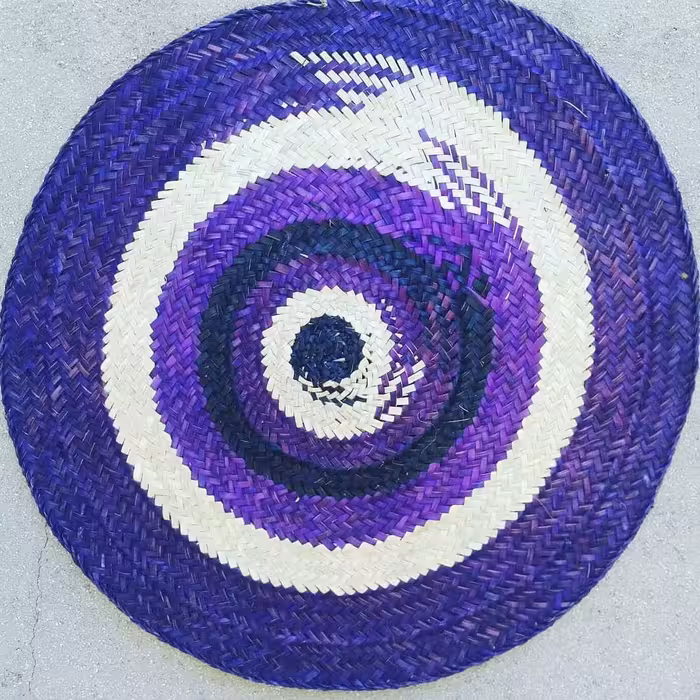 سفره حصیری طرح چشم زخم بنفش