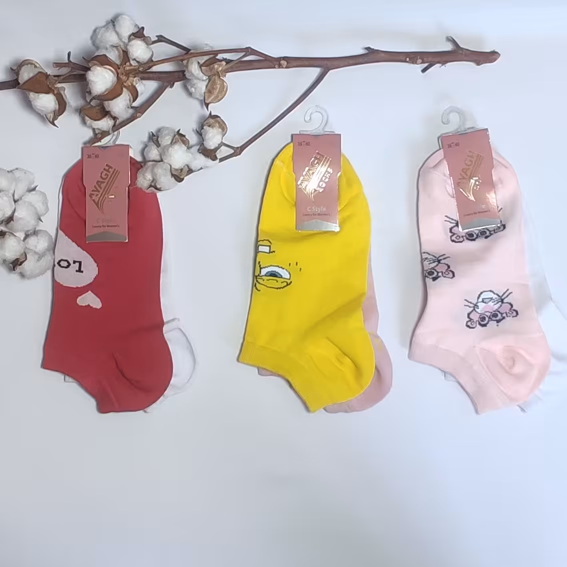 جوراب تا به تا فانتزی ayagh در  6 طرح مختلف باب اسفنجی و پلنگ صورتی و ...