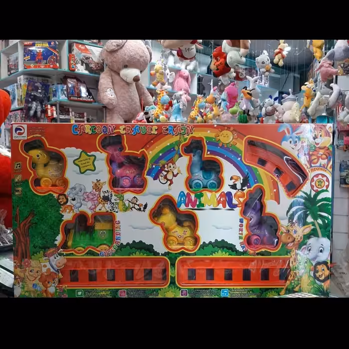 قطار موزیکال حیوانات پارس سایز متوسط جعبه نارنجی    