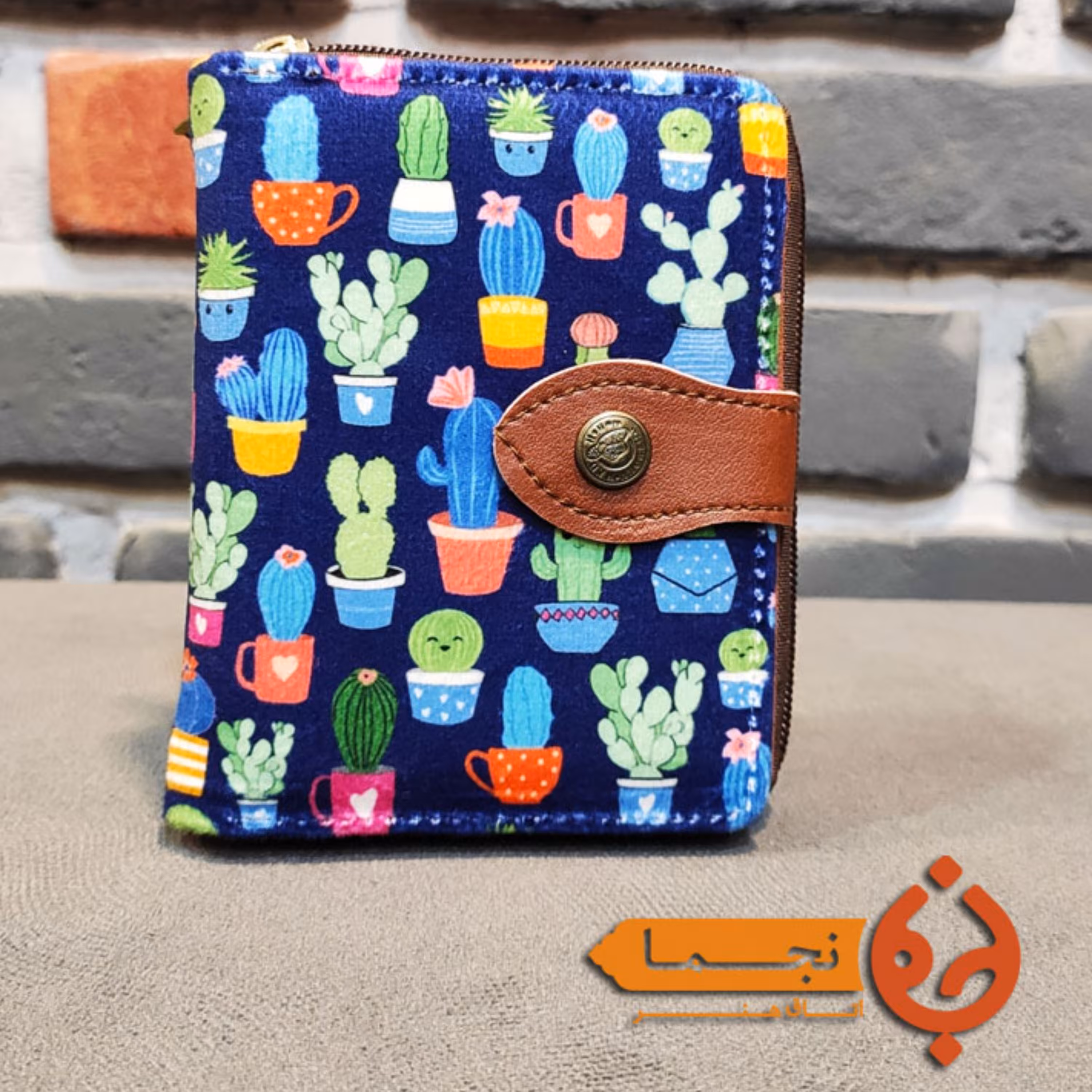 کیف پول کتی دبل مخمل کوبیده طرح کاکتوس کد D06