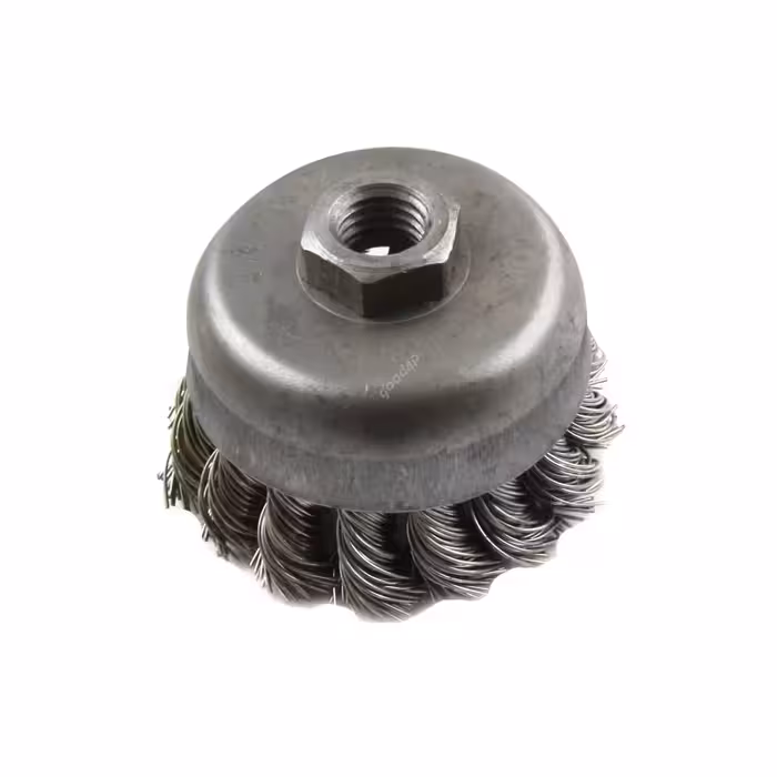 فرچه ( برس ) سیمی کاسه ای بافته بدون طوق 3 اینچ 7.5 سانتی متر استیل 316 ساب ایران ( کربلایی )