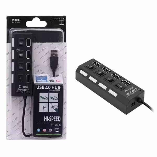 هاب 4 پورت USB 2.0 کلید دار ( USB HUB ) دی نت