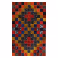 کلاژ فرش دستبافت رنگ شده چهار و نیم متری مدل وینتج کد 1404170(فروش چکی 6 ماهه با کد تخفیف farshgereh)