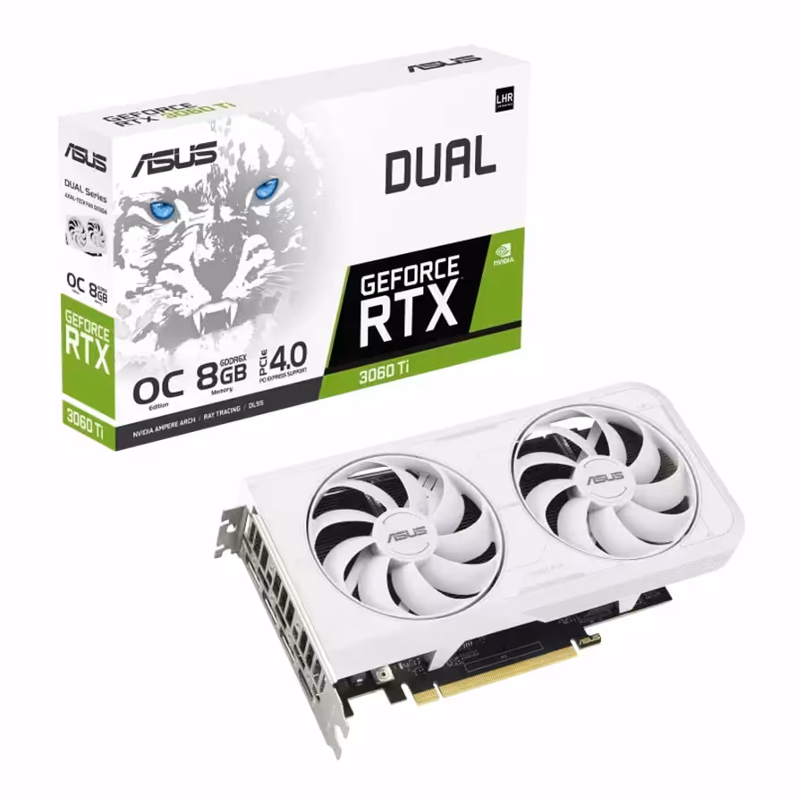 کارت گرافیک ایسوس Dual GeForce RTX 3060 Ti White OC Edition 8GB GDDR6X