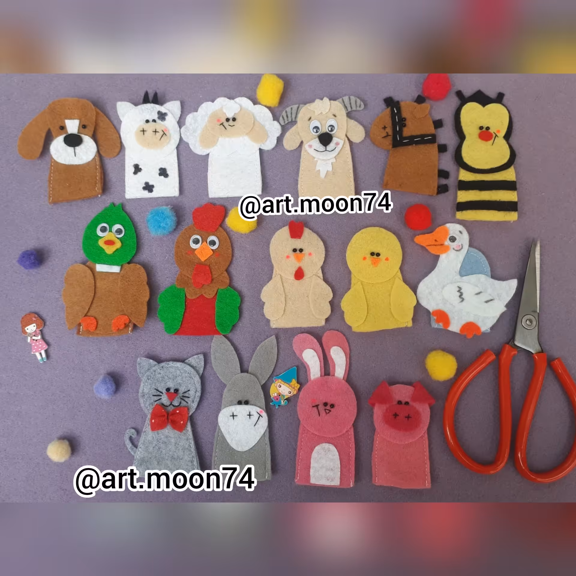 عروسک انگشتی حیوانات مزرعه(پک15عددی)