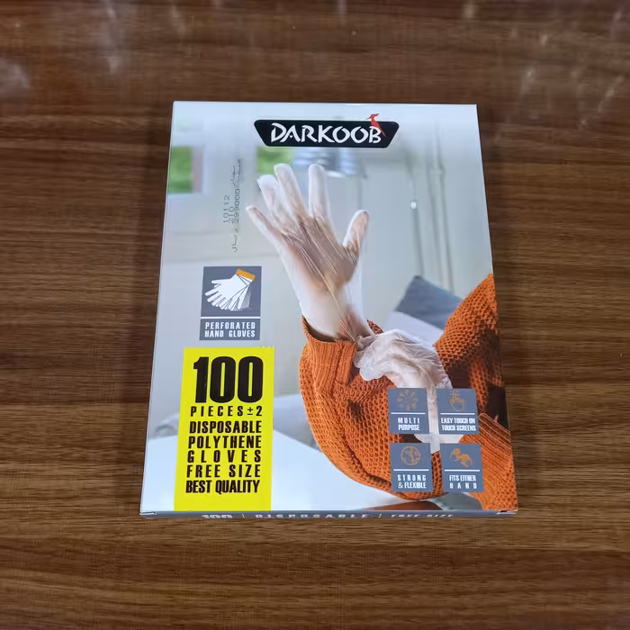 دستکش یکبار مصرف دارکوب تقویمی چسب دار پرفراژدار 100عددی