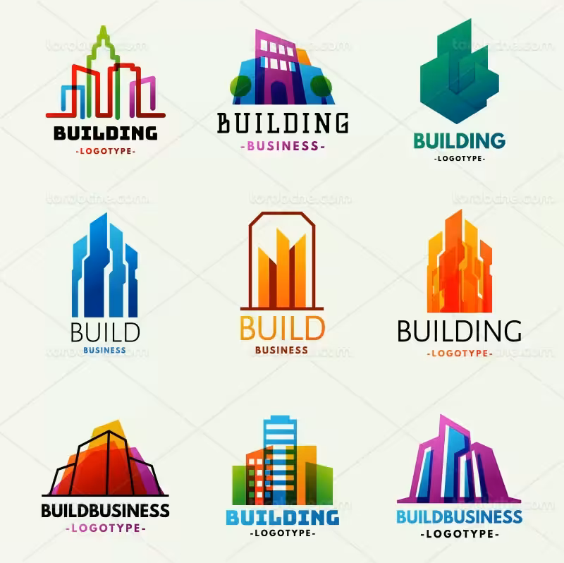 وکتور لوگو ساختمان رنگارنگ | گرافیک با طعم تربچه