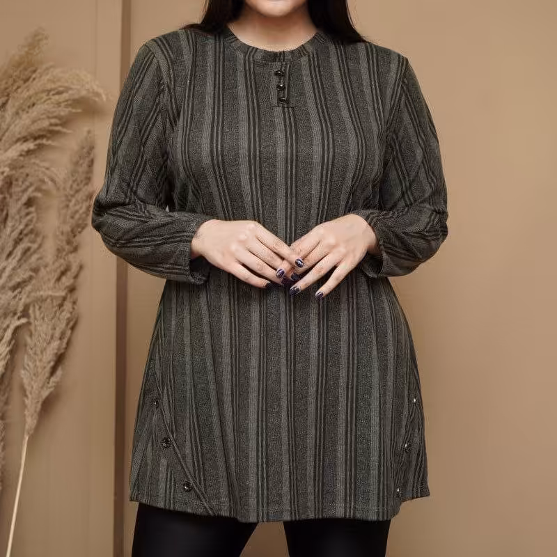 تونیک پاییزه قواره دار زنانه طرح راه راه