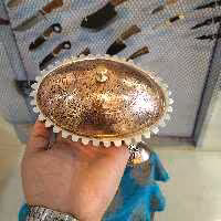 کره و پنیر خوری مسی قلم زنی