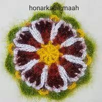 اسکاج  بافتنی شیک و خاص گل هفت پر دو لایه زیبا