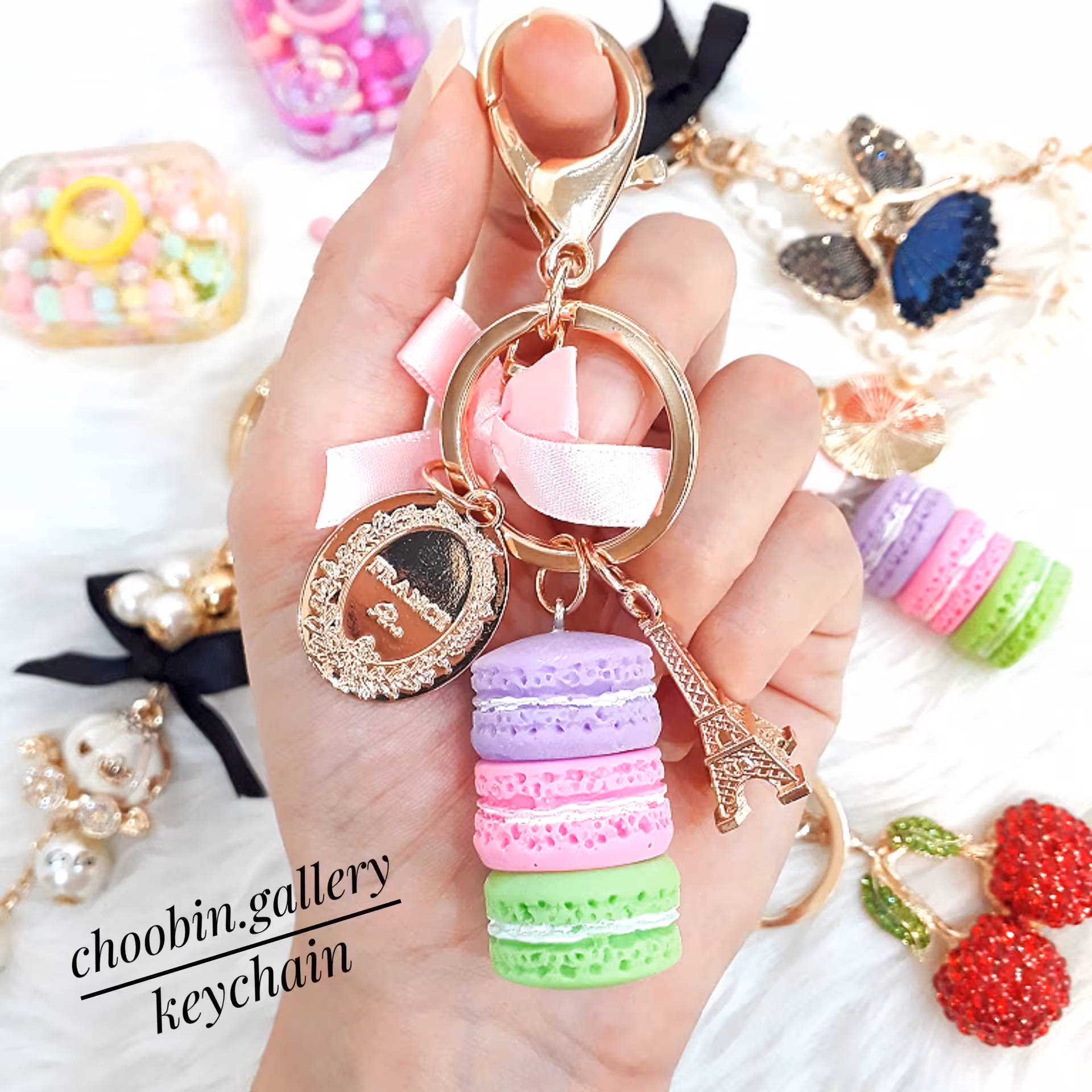 آویز کیف و ماشین ( جاسوییچی و سرکلیدی ) فانتزی طرح ماکارون