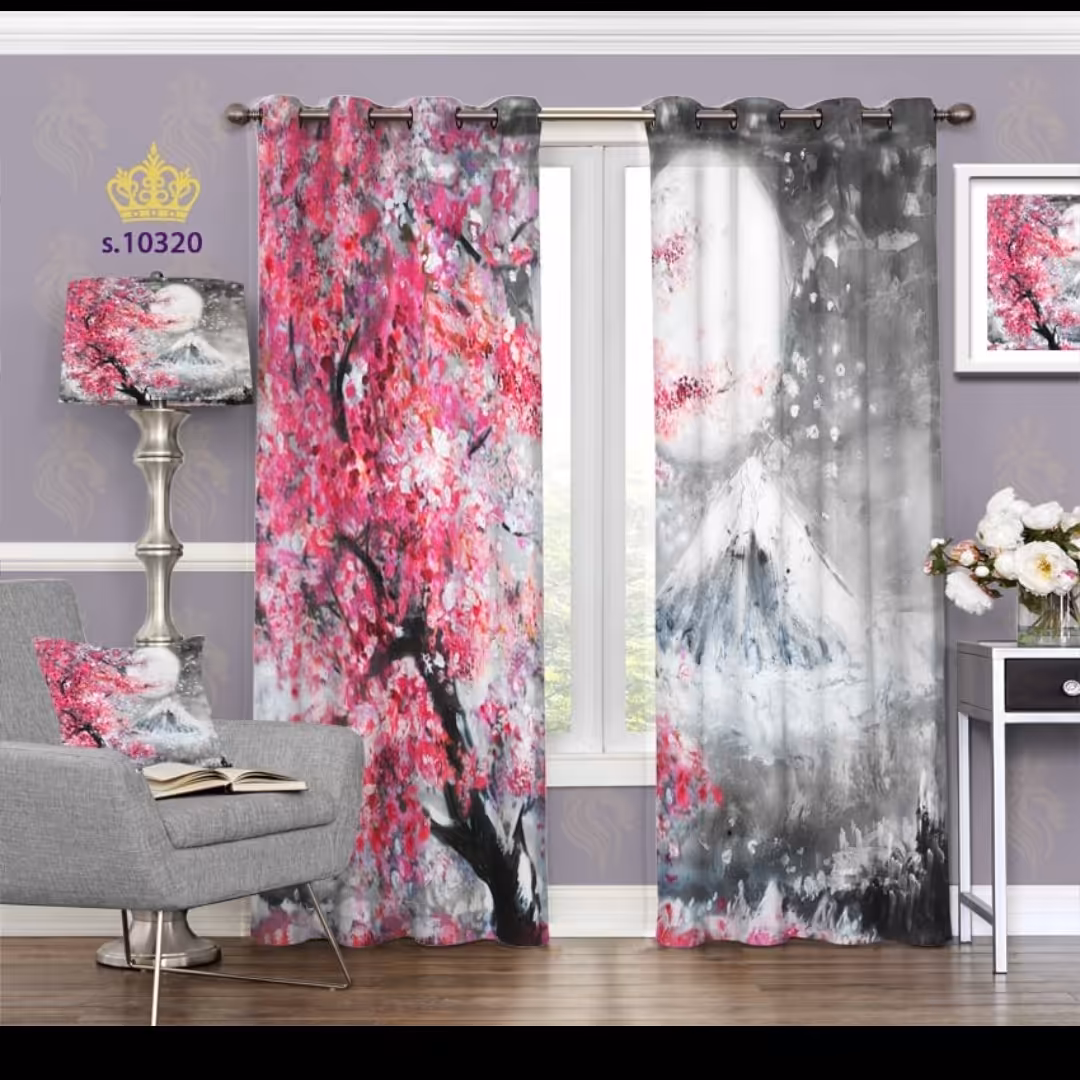 پرده پذیرایی دو قواره طرح منظره کد S10320