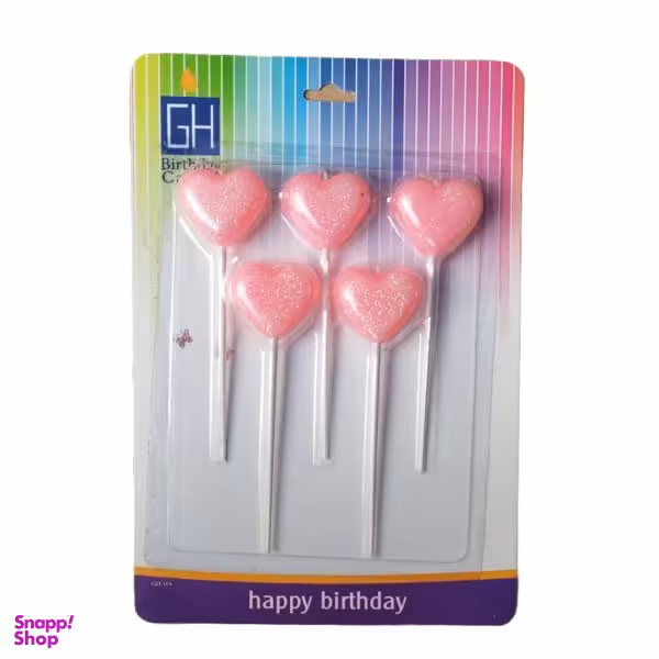 شمع تولد طرح قلب بسته 5 عددی