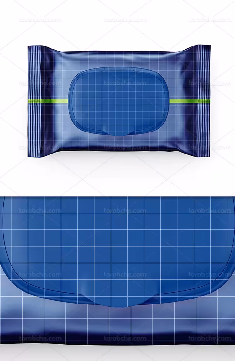 موکاپ بسته بندی دستمال مرطوب خلاقانه | گرافیک با طعم تربچه