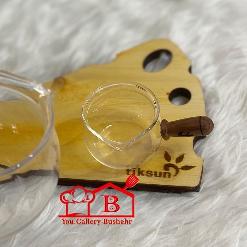 جا سسی شیشه ای دسته چوبی