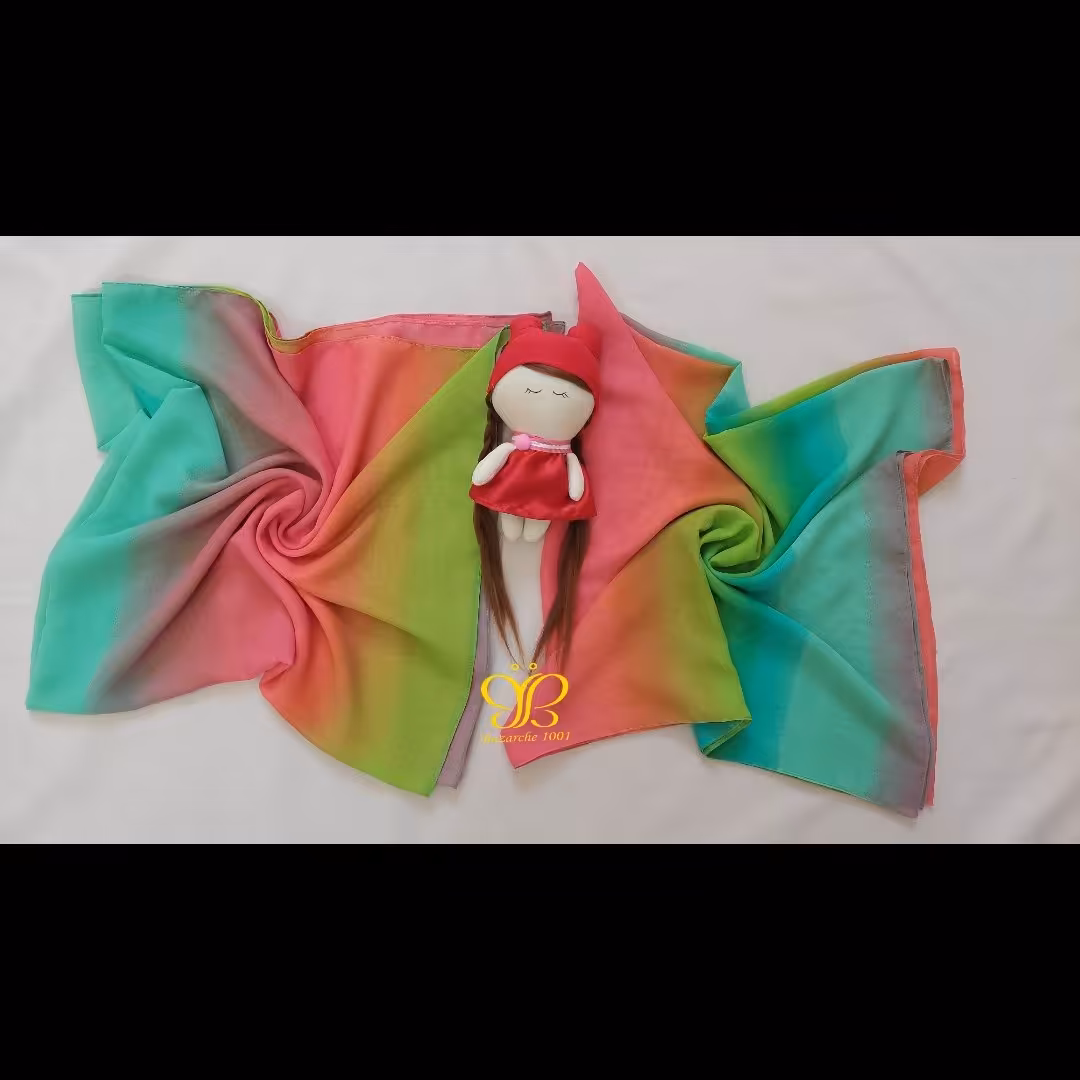 روسری حریر رنگین کمانی