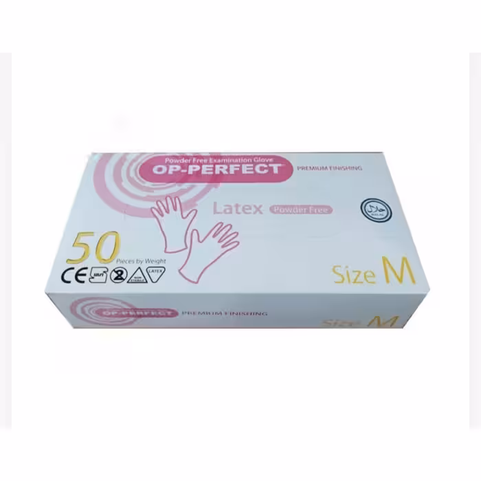 دستکش 50 عددی کرم  op perfect سایز مدیوم