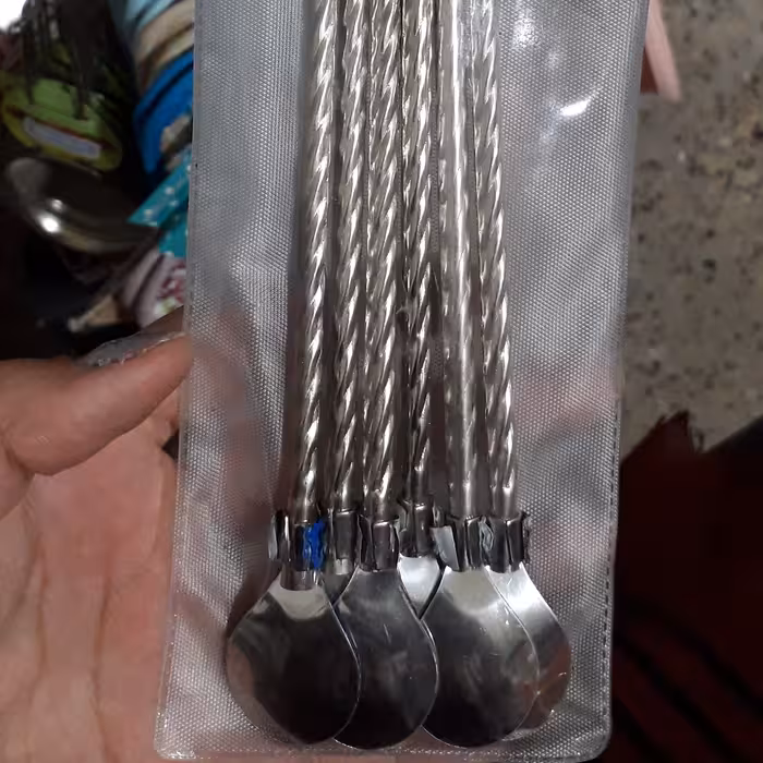 نی شربت قاشق دار استیل