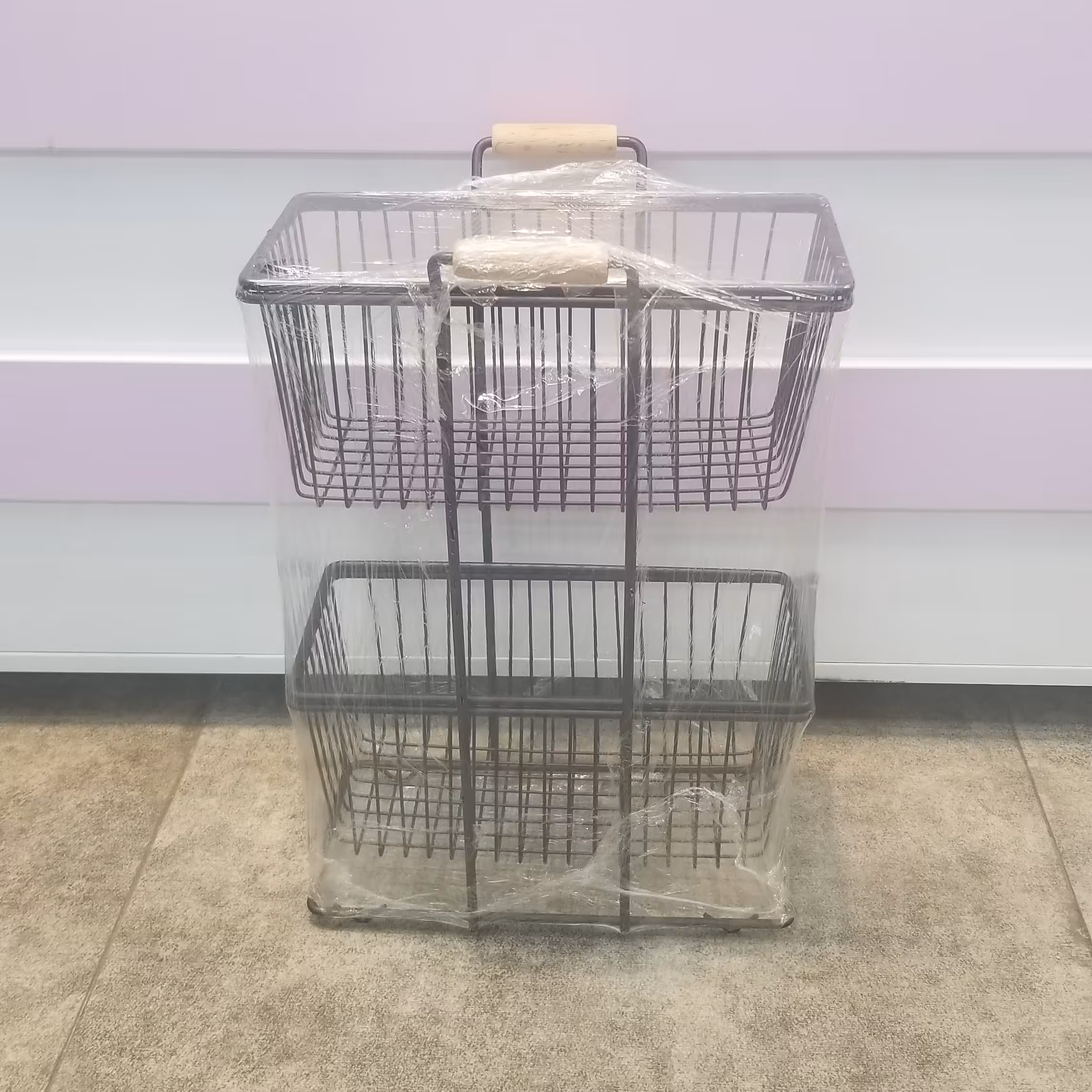 جای سیب زمینی پیاز 2 طبقه مستطیل دسته چوبی