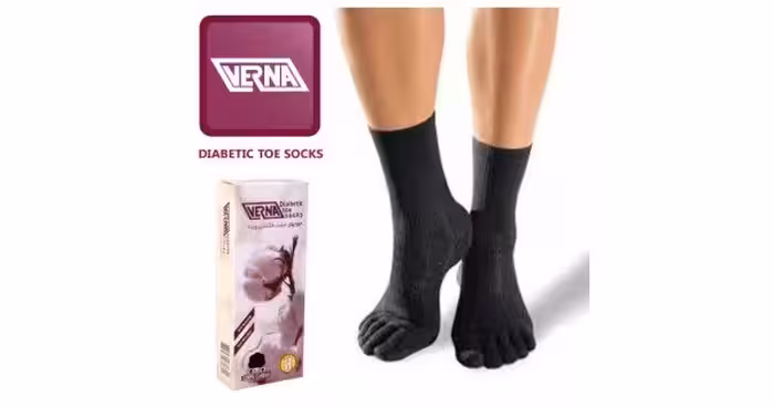 جوراب دیابت پنج انگشتی ورنا - رنگ مشکی - تک سایز - کد 481