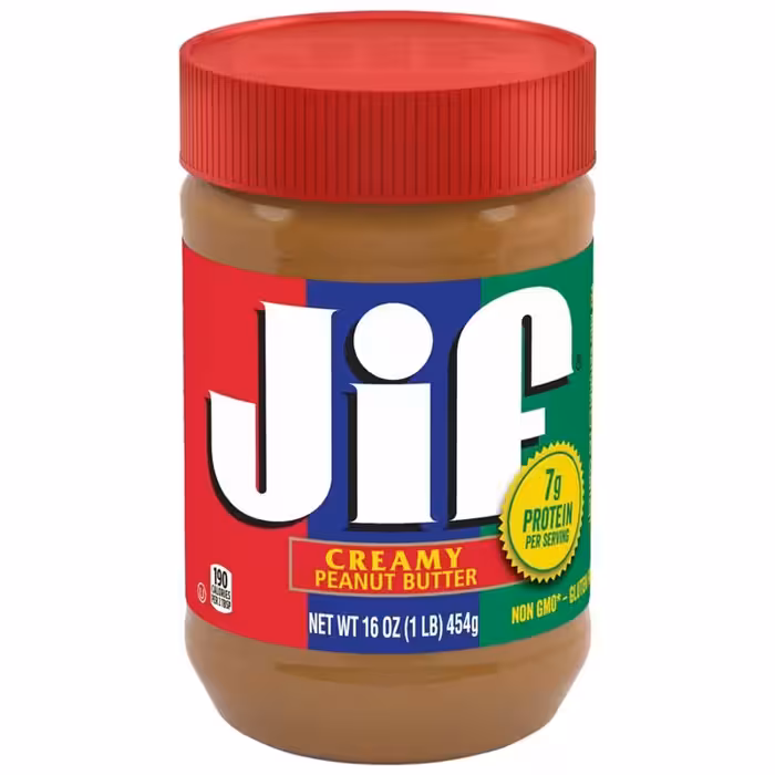 کره بادام زمینی کرمی جیف jif وزن 454 گرم