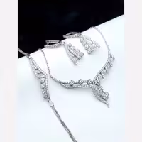 سرویس نقره  جواهری طرح طلا سفید نقره عیار 925ارسال رایگان 