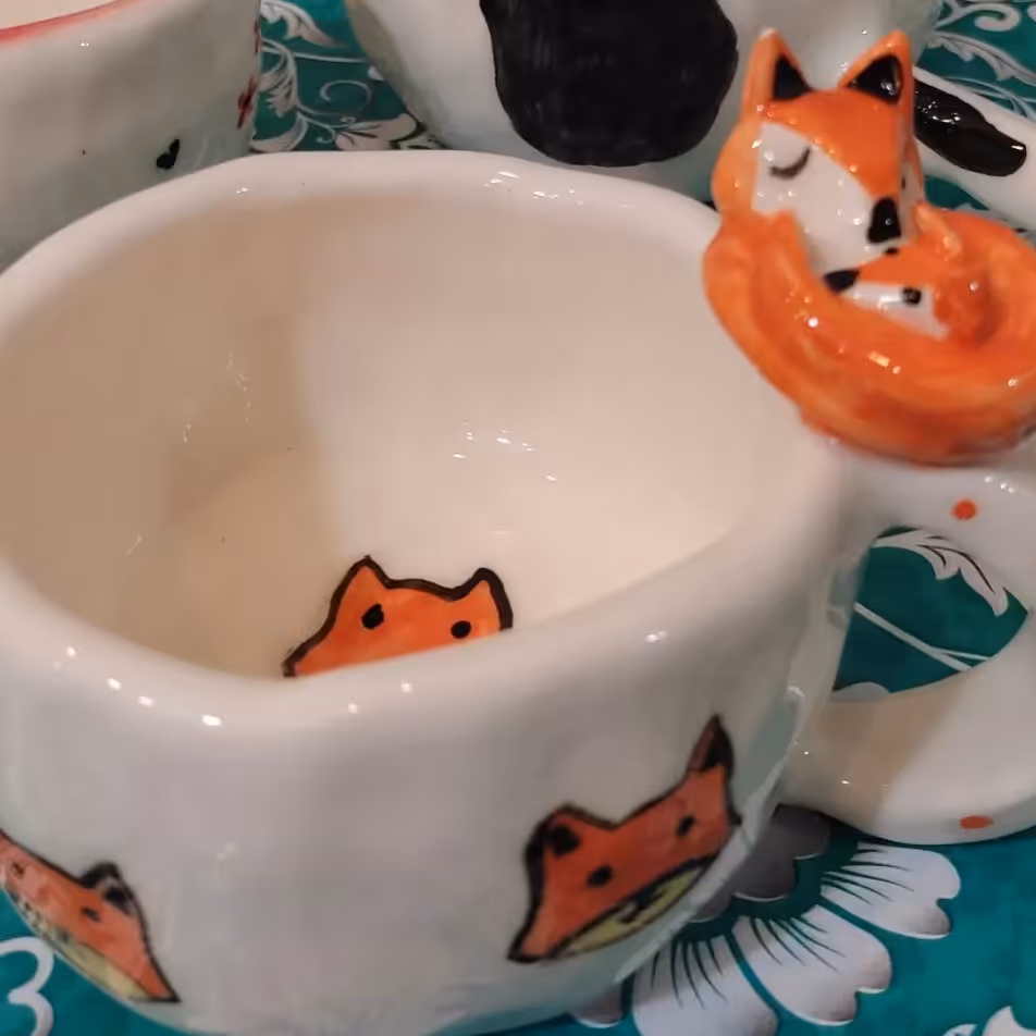 ماگ دستساز طرح روباه 