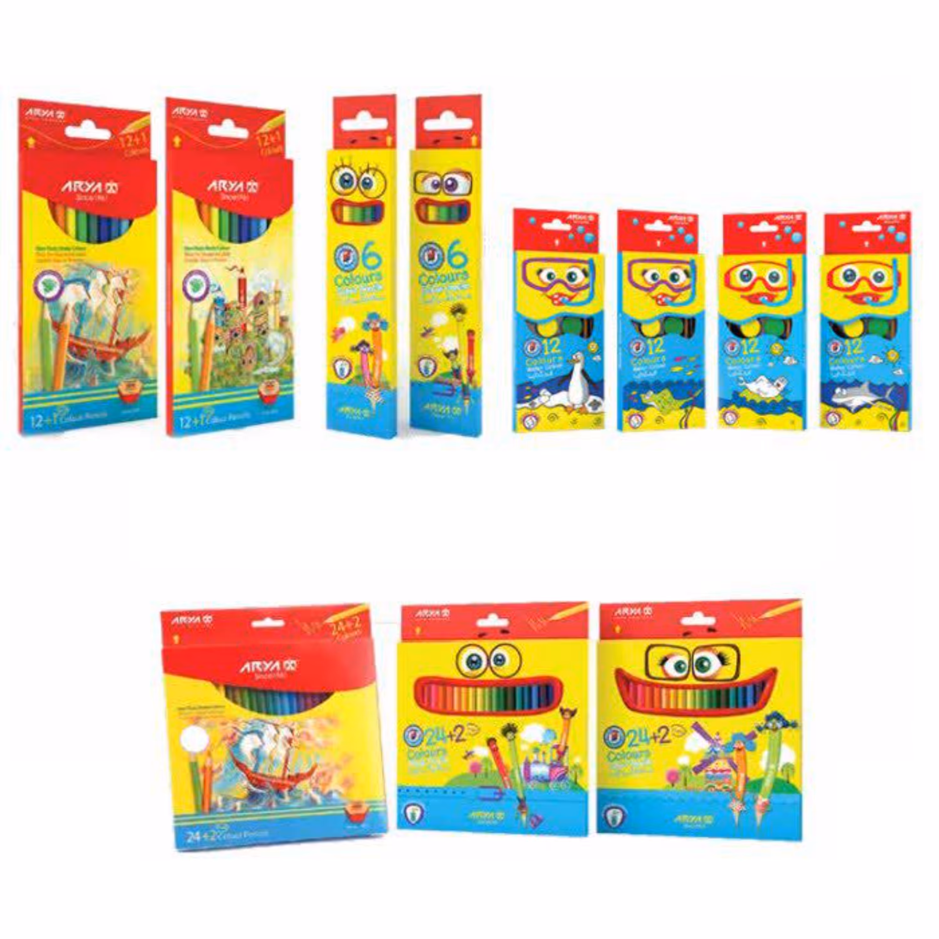 مداد رنگی مقوایی 6 رنگ آریا