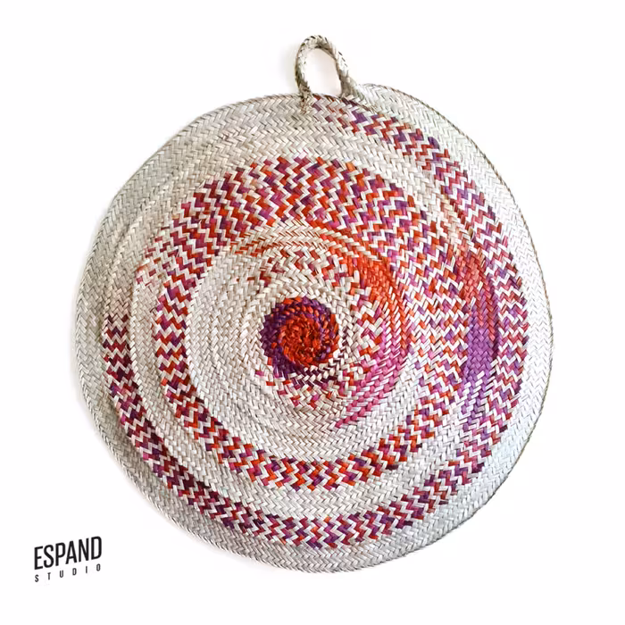 سفره حصیری رنگی طرح سلیمه - ساخته شده از برگ نخل  سایز80 سانتی از برند اسپند