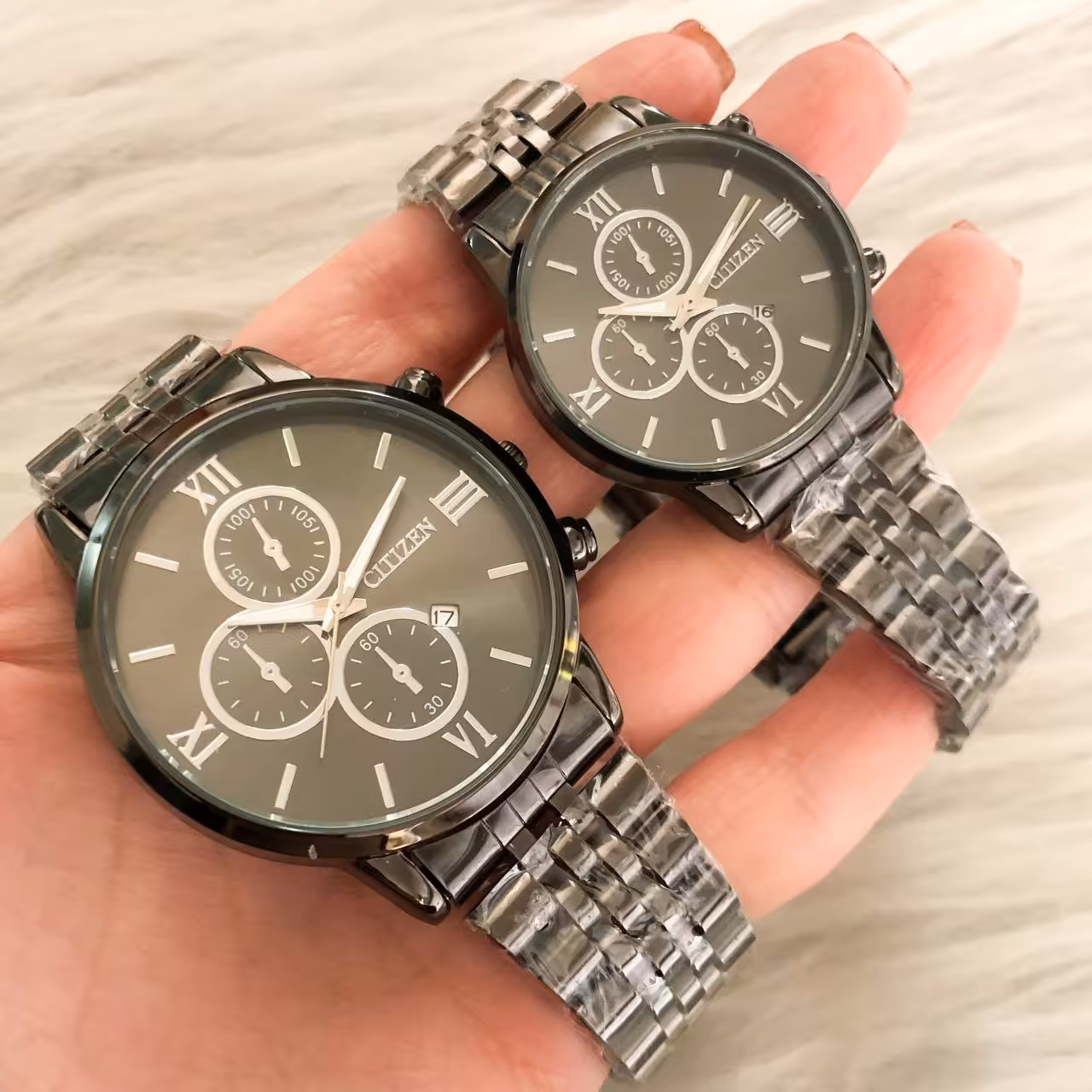 ست ساعت سیتیزن بنداستیل مشکی صفحه مشکی