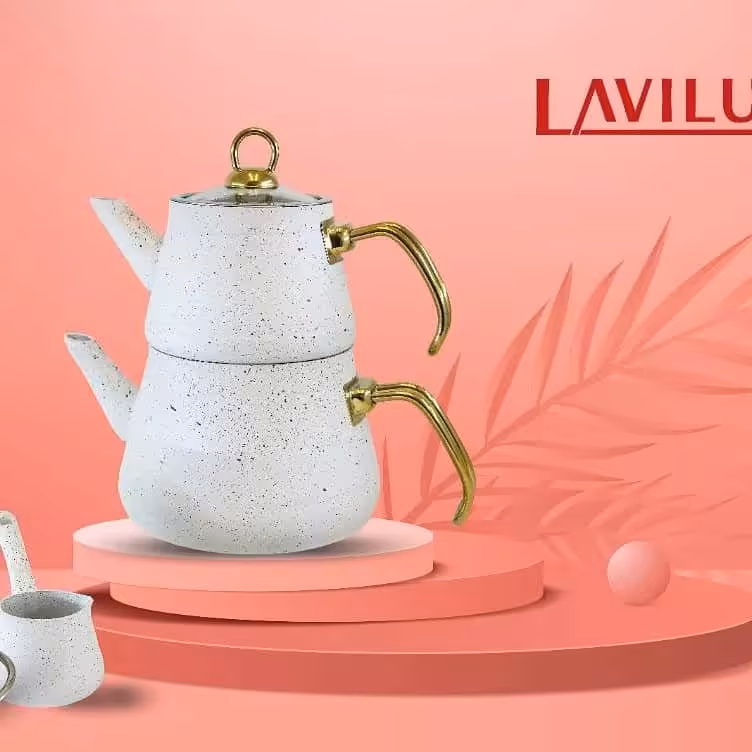 کتری  قوری گرانیتی  مارک لاویلوکس به همراه قهوه جوش هدیه