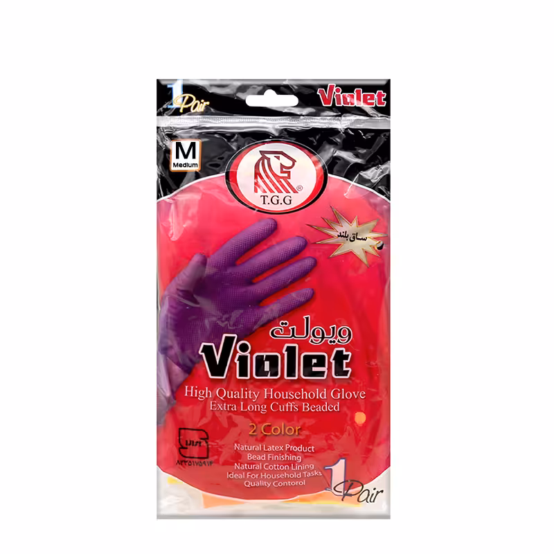 دستکش ساق بلند دو رنگ ویولت سایز متوسط