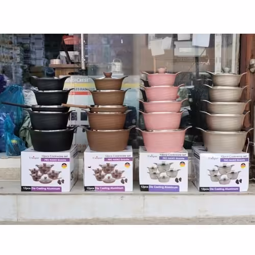 سرویس قابلمه گرانیتی 12 پارچه برند یونیک طرح لبخندی Unique(کد5و10)