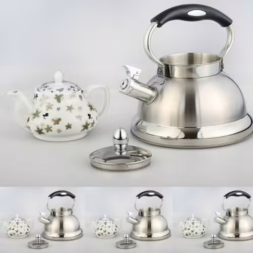 کتری و قوری سوتی استیل مدل (کی اند تی)