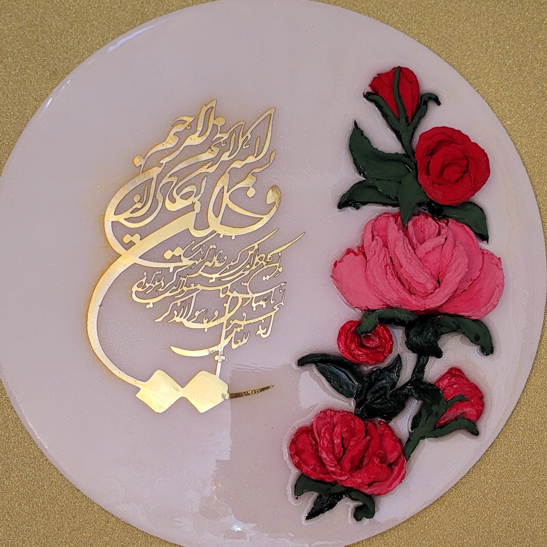 تابلو دیوار کوب وان یکاد کارشده با گلهای برجسته استاکو