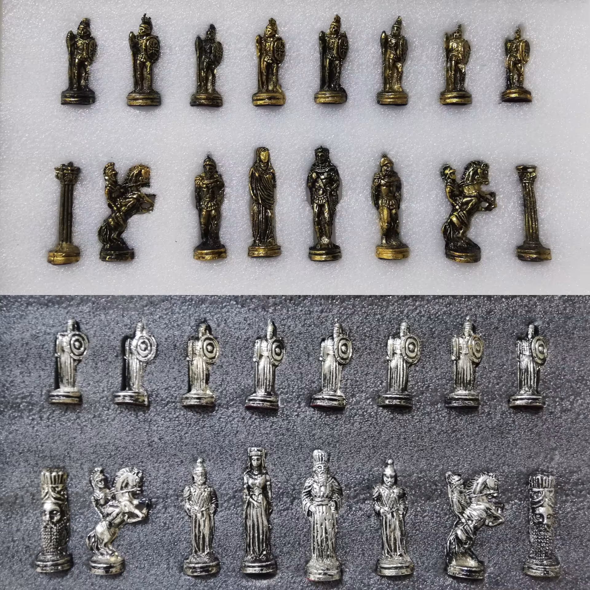 مهره های شطرنج قلع و سربی با دو نقش متفاوت کاری خاص 