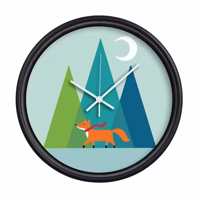 ساعت دیواری گرد ساعت دیواری فانتزی ساعت دیواری کودک ساعت دیواری روباه کد S136