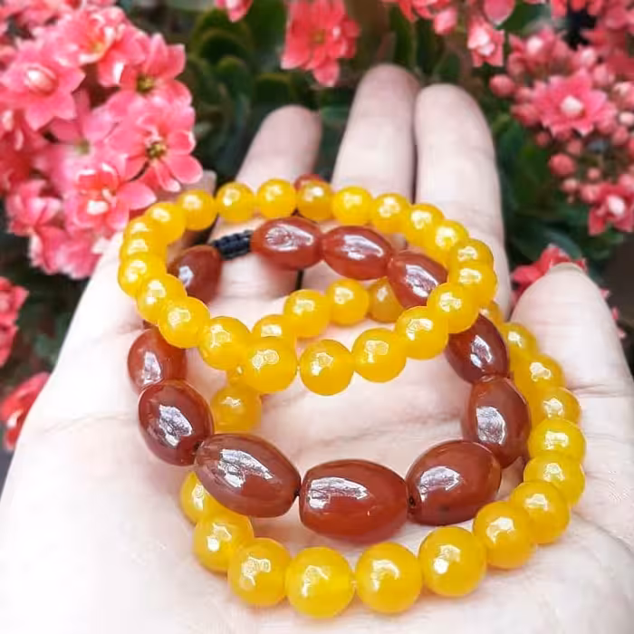 دستبند عقیق سرخ و جید زرد از برند 6khone