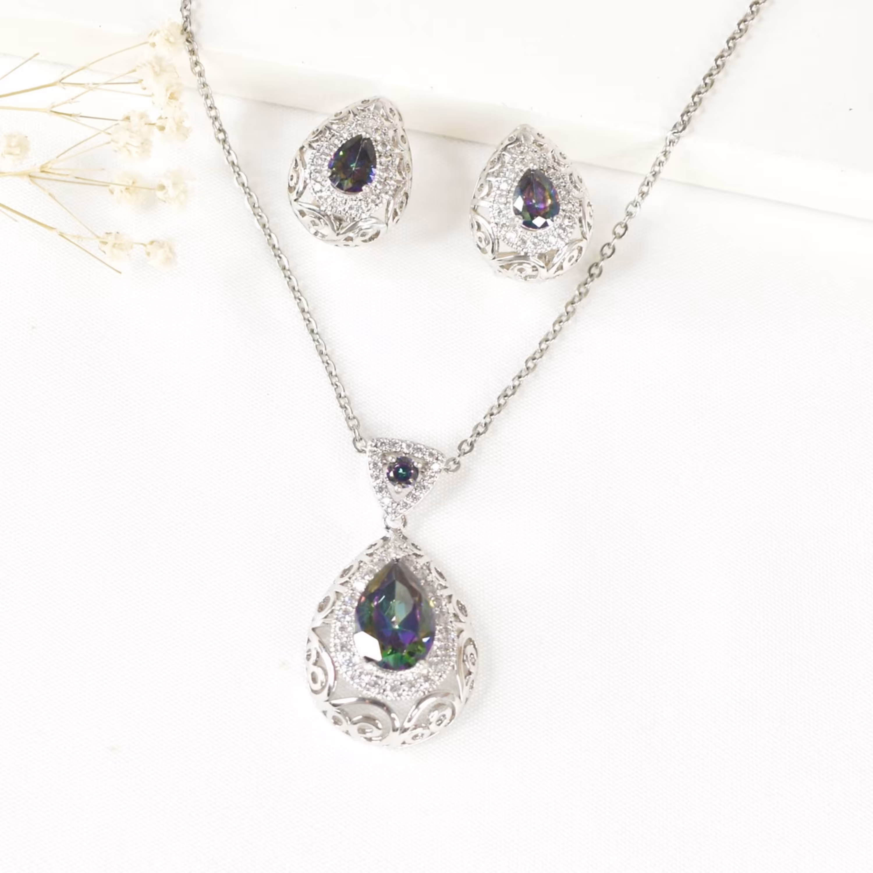 نیم ست زنانه نگین دار ضد حساسیت کد 3292