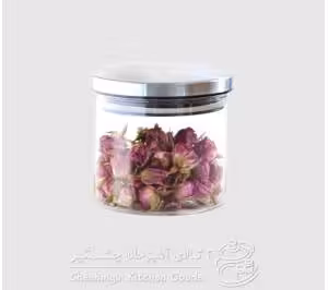 بانکه استوانه شیشه ای درب بامبو سایز 1 کد 91022