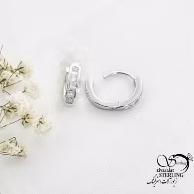 گوشواره نقره نگین جواهری کد 16191