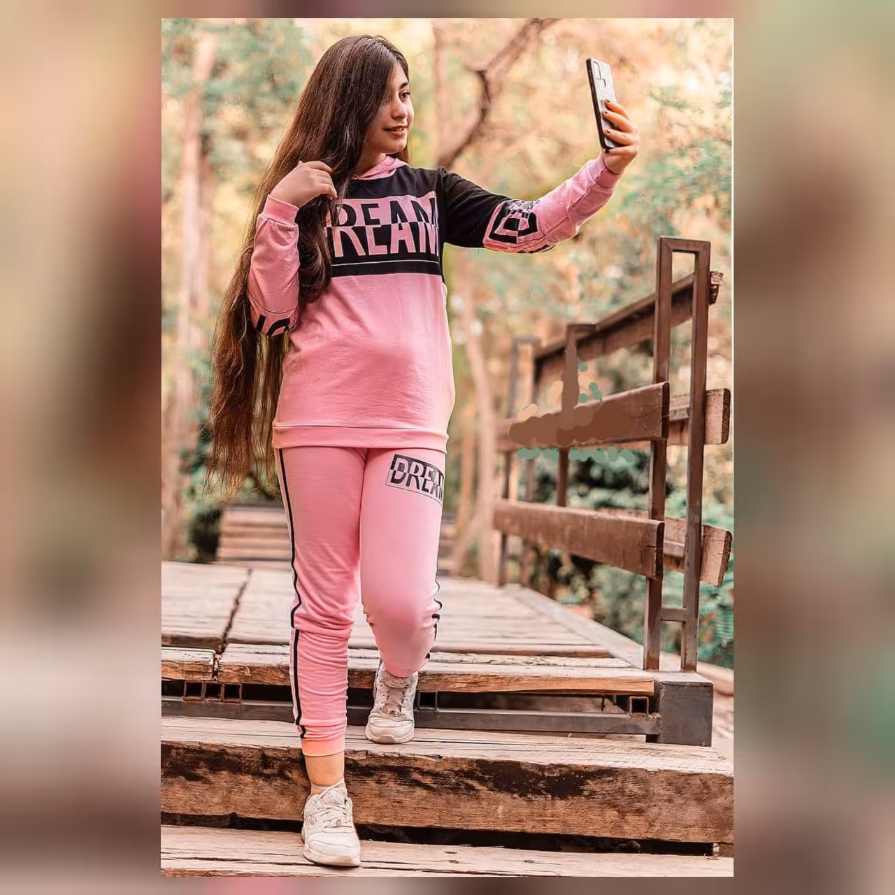 هودی و شلوار دخترانه و پسرانه سایز 40 طرح Dream کد 288n