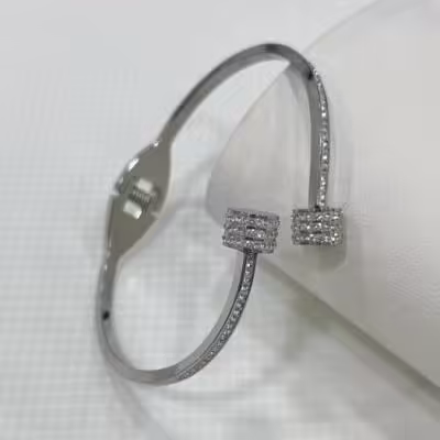 دستبند النگویی استیل نگین دار