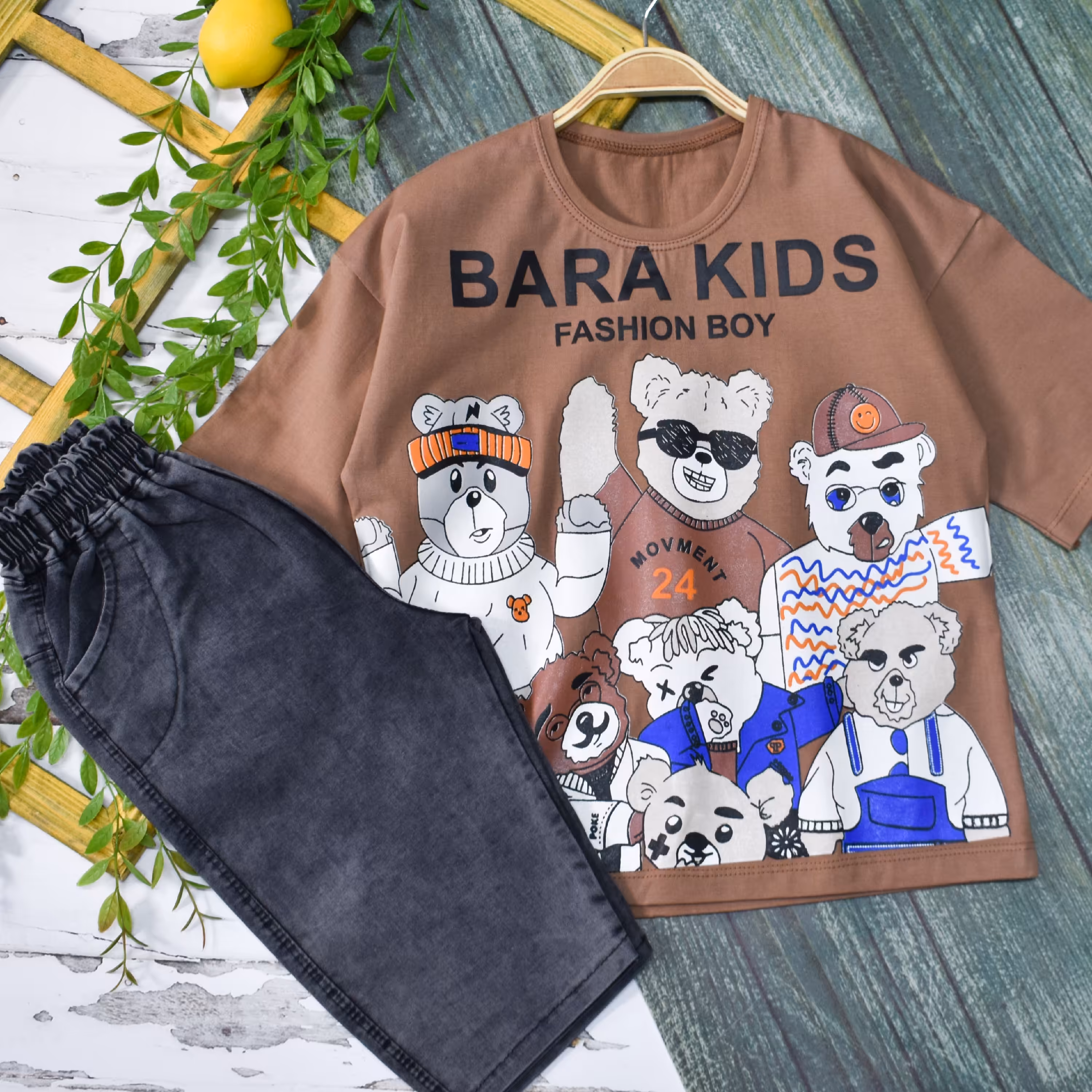 تیشرت شلوارک خرس اسپرت دخترانه پسرانه