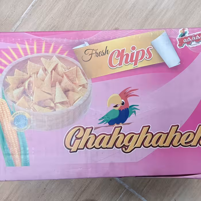 چیپس ذرت کچاپ عمده دو کیلویی تاریخ روز  بسته بندی شرکتی آجیل و خشکبار مهران 