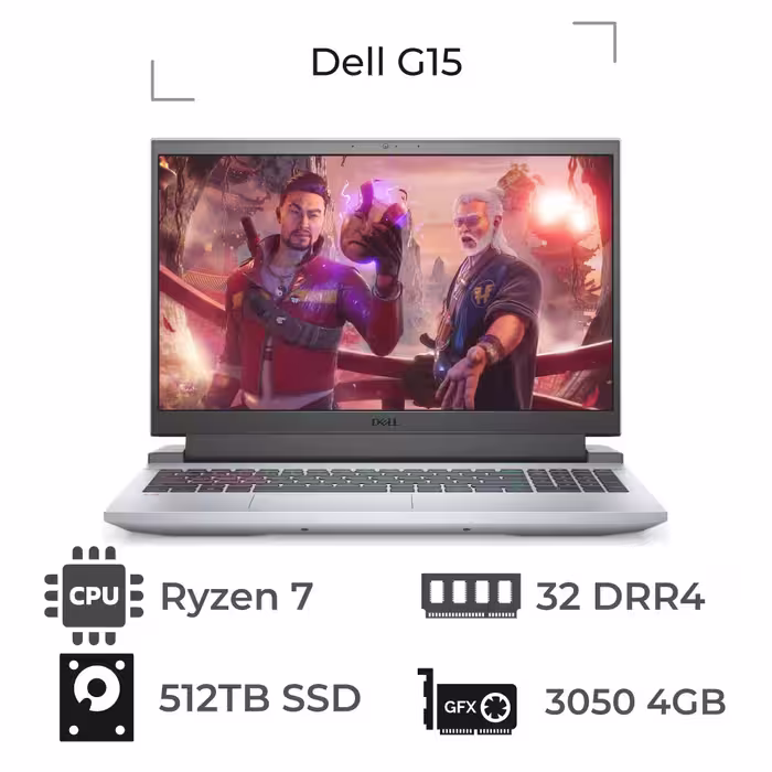 لپ تاپ گیمینگ دل 15.6 اینچی مدل G15 5515 با پردازنده Ryzen 7-5800H، رم 16GB، حافظه 512GB SSD و گرافیک RTX 3060 6GB